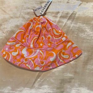 SUN HAT, REVERSIBLE, PINK/ORANGE, ONE SIZE, 100% COTTON, BY CHEROKEE, TAGS ON,